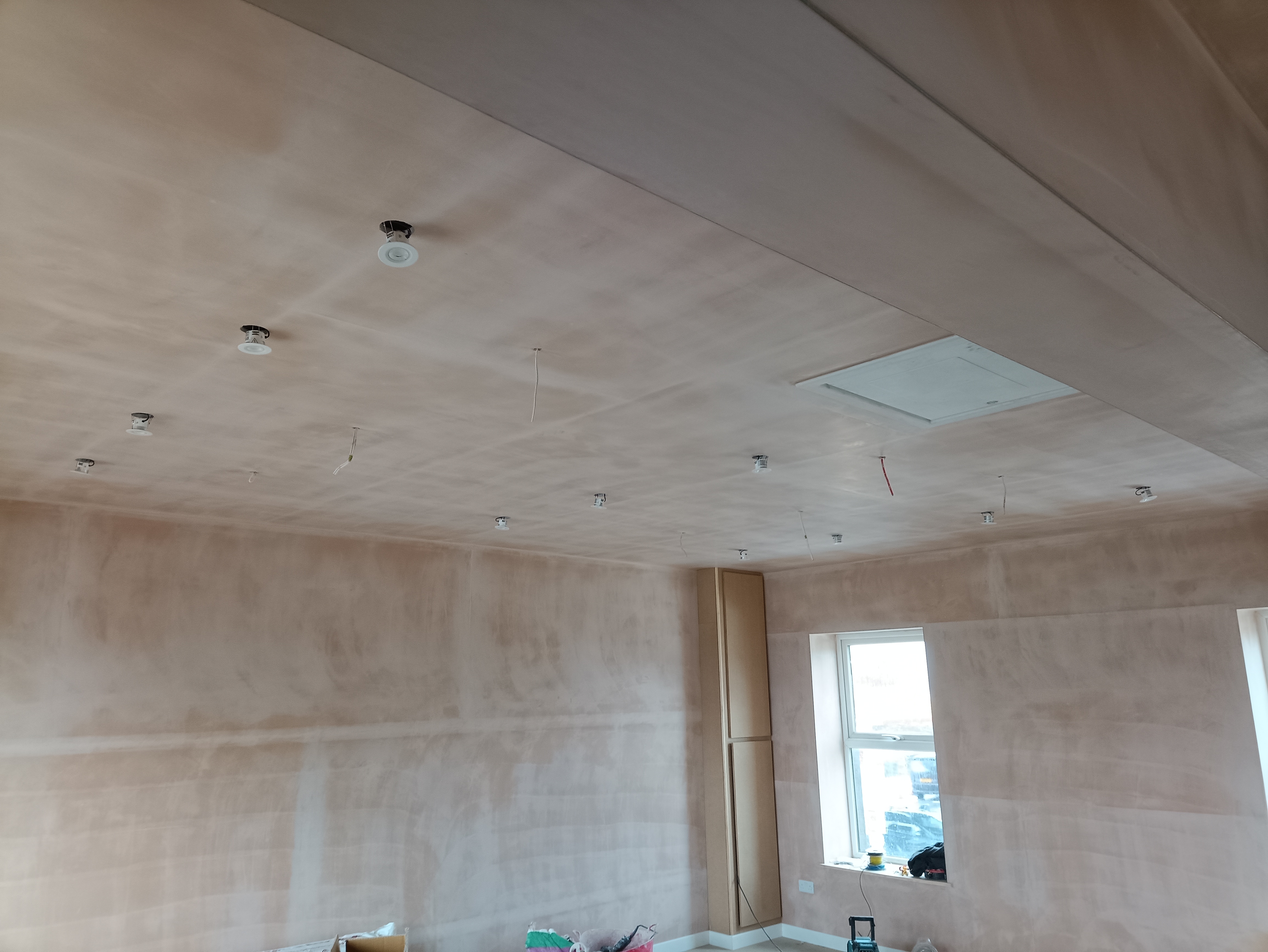 Second-fix electrical installation beginning after plastering